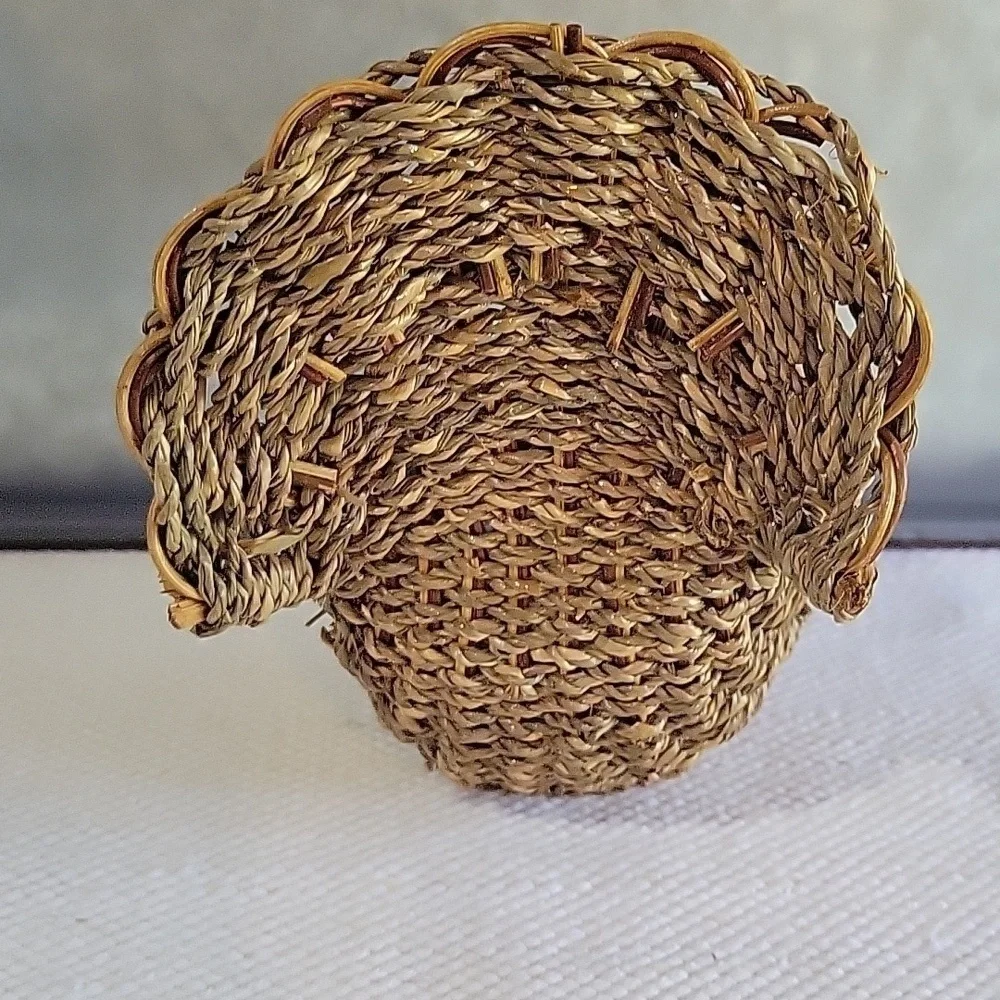 Rattan Turkey basket with wooden beak.  8
